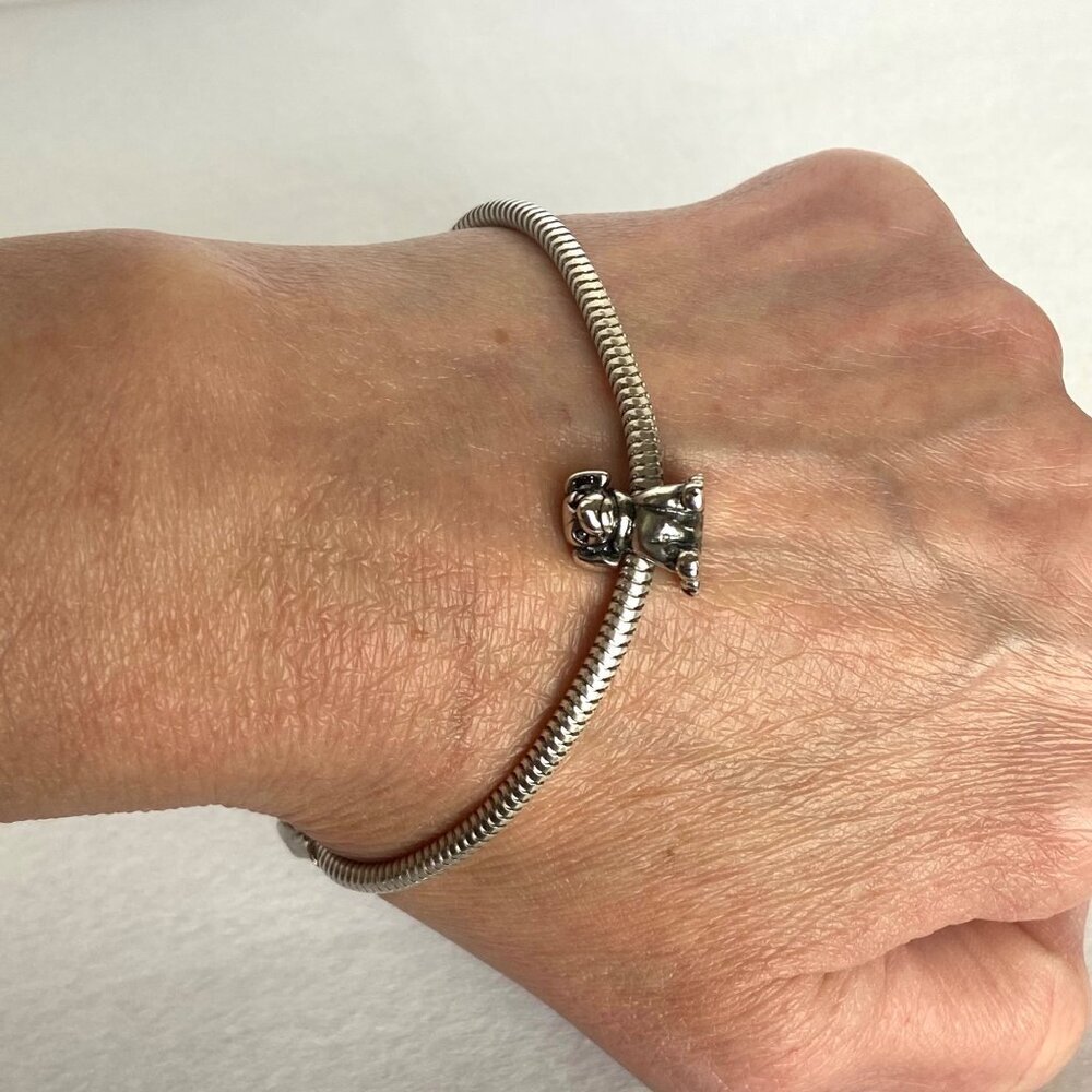 Michael Anthony Sterling Silver 925 Puppy Dog Snake Chain Charm Bracelet 7.5"